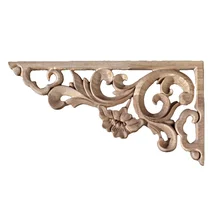 

4pcs Solid Wood Corner Flower Decorative Hollow Rose Cabinet Door Decal Flower