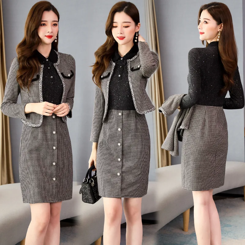 

2019 Set Graceful Spring And Autumn New Style Young Short-height Collocation Significantly Higher Two-Piece Dress
