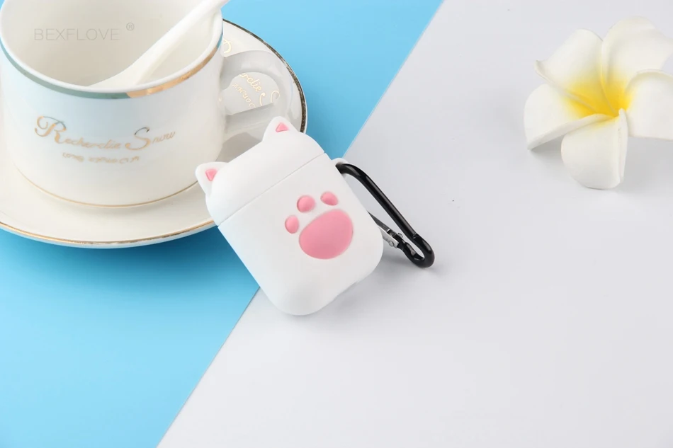 3D чехол для наушников для AirPods 2, силиконовый чехол с милым мультяшным медведем для Apple Air pods, чехол для наушников с котом, поросенком, кольцом на палец