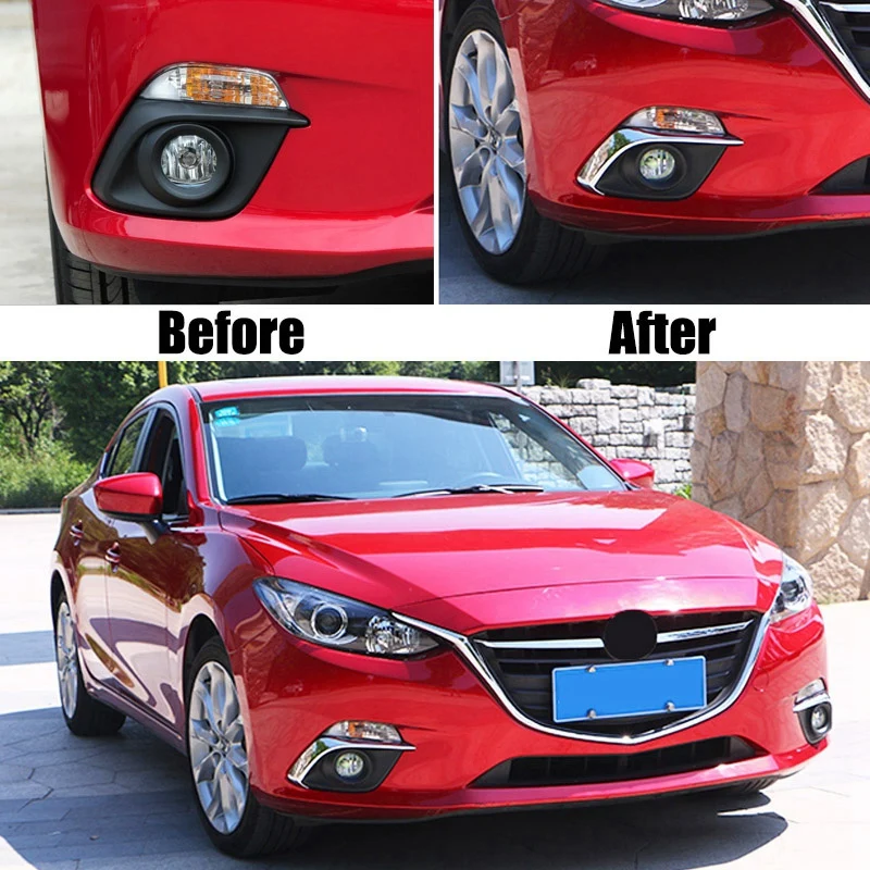 DHBH-для Mazda 3 Axela хромированный передний противотуманный светильник, крышка противотуманной фары, декоративный противотуманный светильник, бампер для бровей, век, Moldin