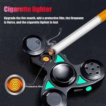 

Gyro shape Charging lighter windproof electronic metal slide lighter with bluetooth audio export play music Led lighting