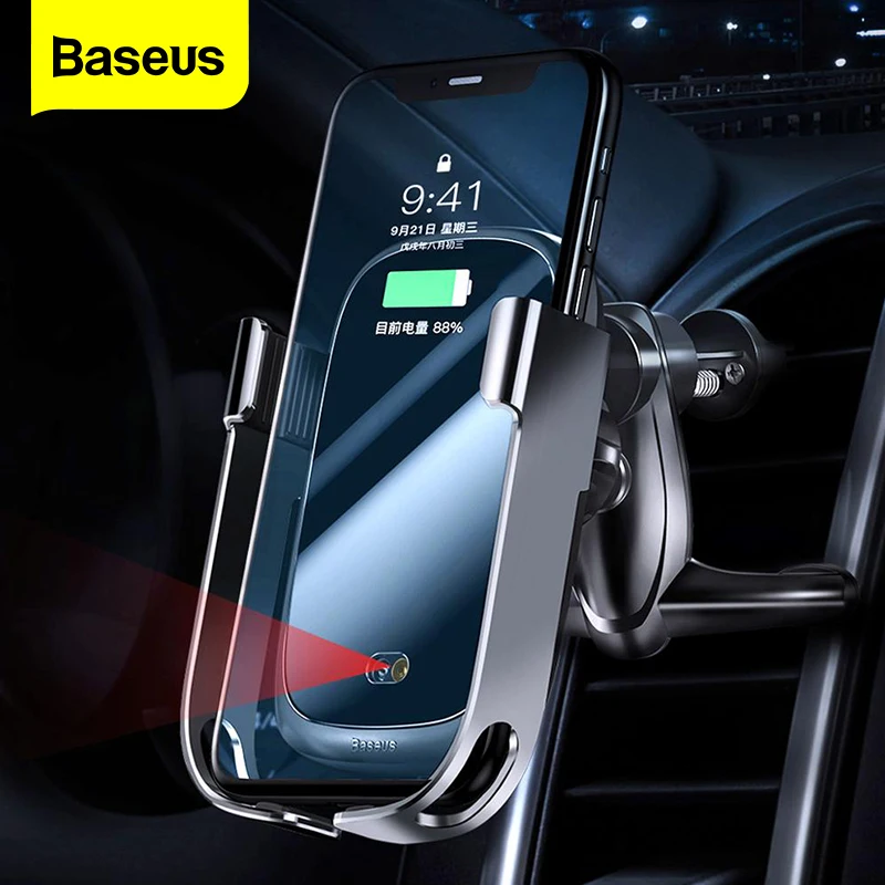 Baseus 10 Вт автомобильное беспроводное зарядное устройство Qi для iPhone 11 Pro XS Max Samsung