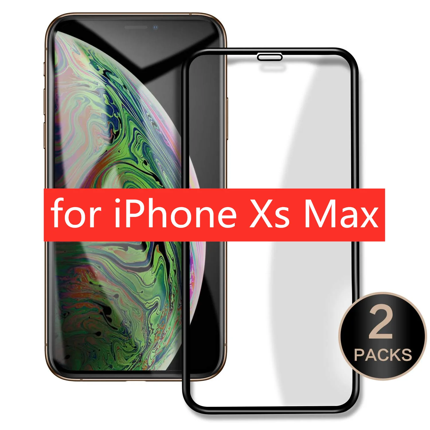 [2 шт] Защитная пленка для экрана из закаленного стекла для iPhone Xs Max XR 8 3D изогнутая поверхность стеклянная пленка 3D сенсорный полный экран покрытие - Цвет: XSMax