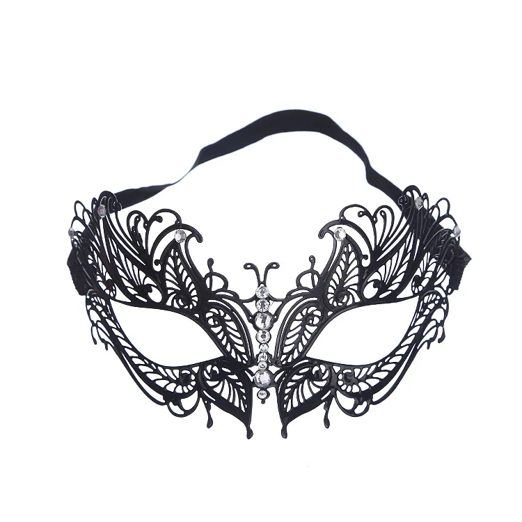 With Diamond Metal Mask Ball Party Halloween Carnival Luxury Iron Art Mask Work Half Face Mask