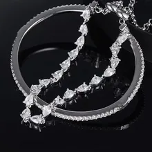 925 пробы Серебряный великолепный Хрустальный Теннисный браслет, модные стразы, каплевидный браслет, геометрический круг, двойное ювелирное изделие