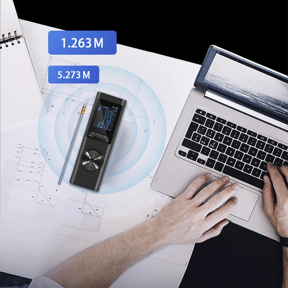 Mini Handheld 40M Smart Digital Laser Distance Meter Range Rangefinder Portable USB Charging Distance Measuring Meter