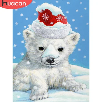 

HUACAN Diamond Embroidery Cross Stitch Dog Rhinestone Picture 5D Diamond Painting Animal Christmas Gift Decortion