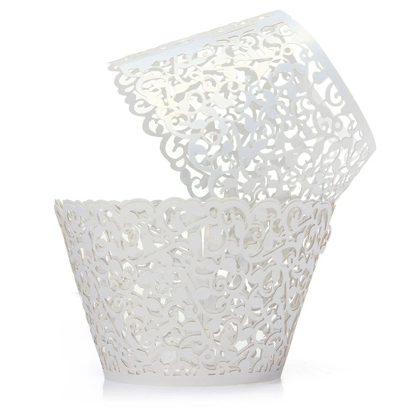 

12X Filigree Vine Cake Cupcake Wrappers Wraps Cases Wedding Birthday Decorations Silver
