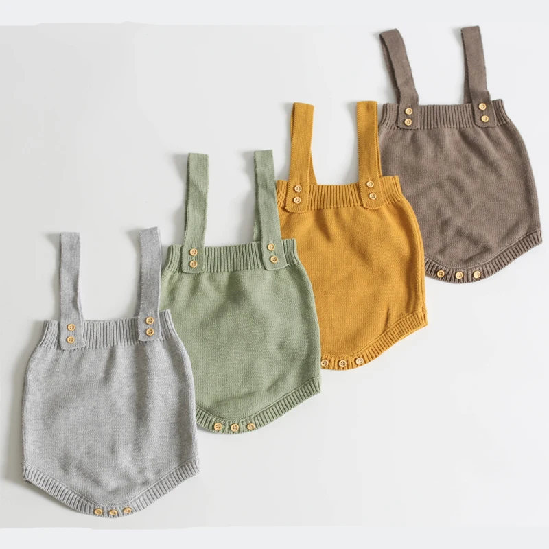 Baby Knitting Rompers Cute Overalls Newborn Baby Girls Boys Clothes Infantil Baby Girl Boy Sleeveless Romper Jumpsuit 0-24m
