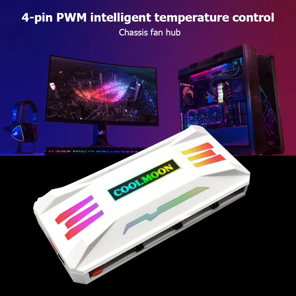 Coolmoon Controlador Rgb 4pin Pwm 5v 3pin Argb Ventilador de Refrigeração Controle Remoto Inteligente para Computador Case do Computador pc Chassis Radiador - Imagem 3