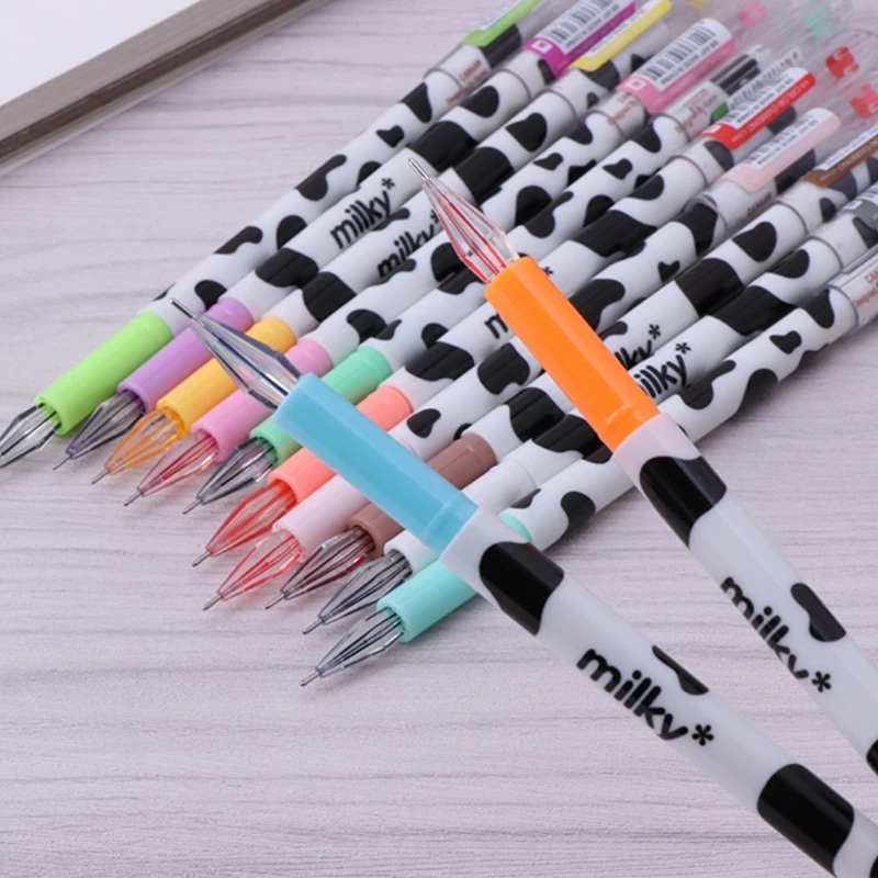 12 Pcs Cute Milky Gel Pens Ballpoint Pen Set Study Stationery Supplies Student