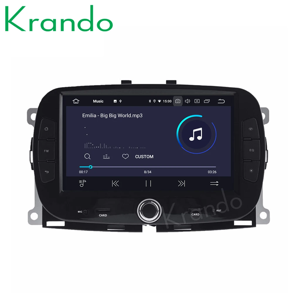 Krando 7'' Android 9.0 full touch for fiat 500 2015-2018 car radio dvd player navigation multimedia player with bt