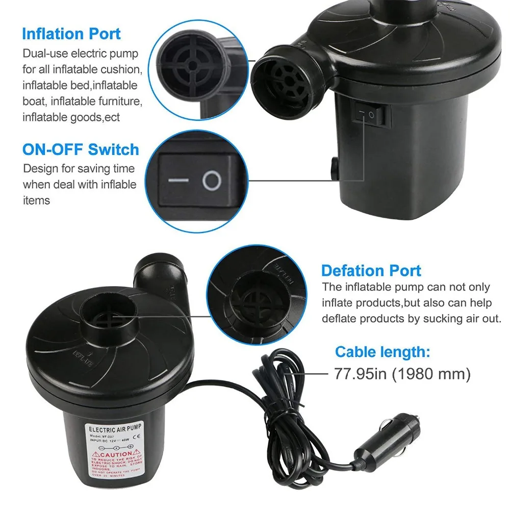 Бытовой электрический воздушный насос с европейской вилкой, надувные дефляционные насосы, автомобильный насос, электронасос, лодочный