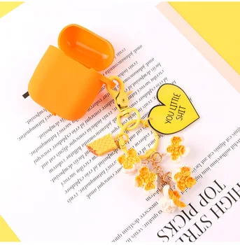 

For AirPods Case AirPods 2 Case funny Popcorn Key Ring Silicone Headphones Cases for Apple air Pods 2 Protect Cover