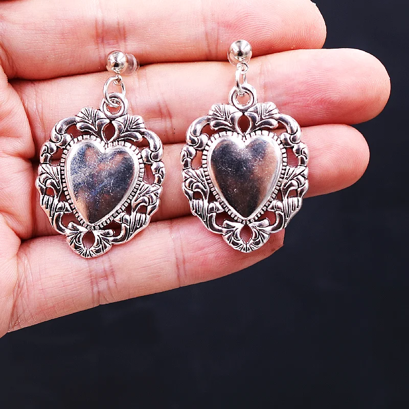 Vintage Silver Plated Catholic Sacred Heart and Holy Grail Charm