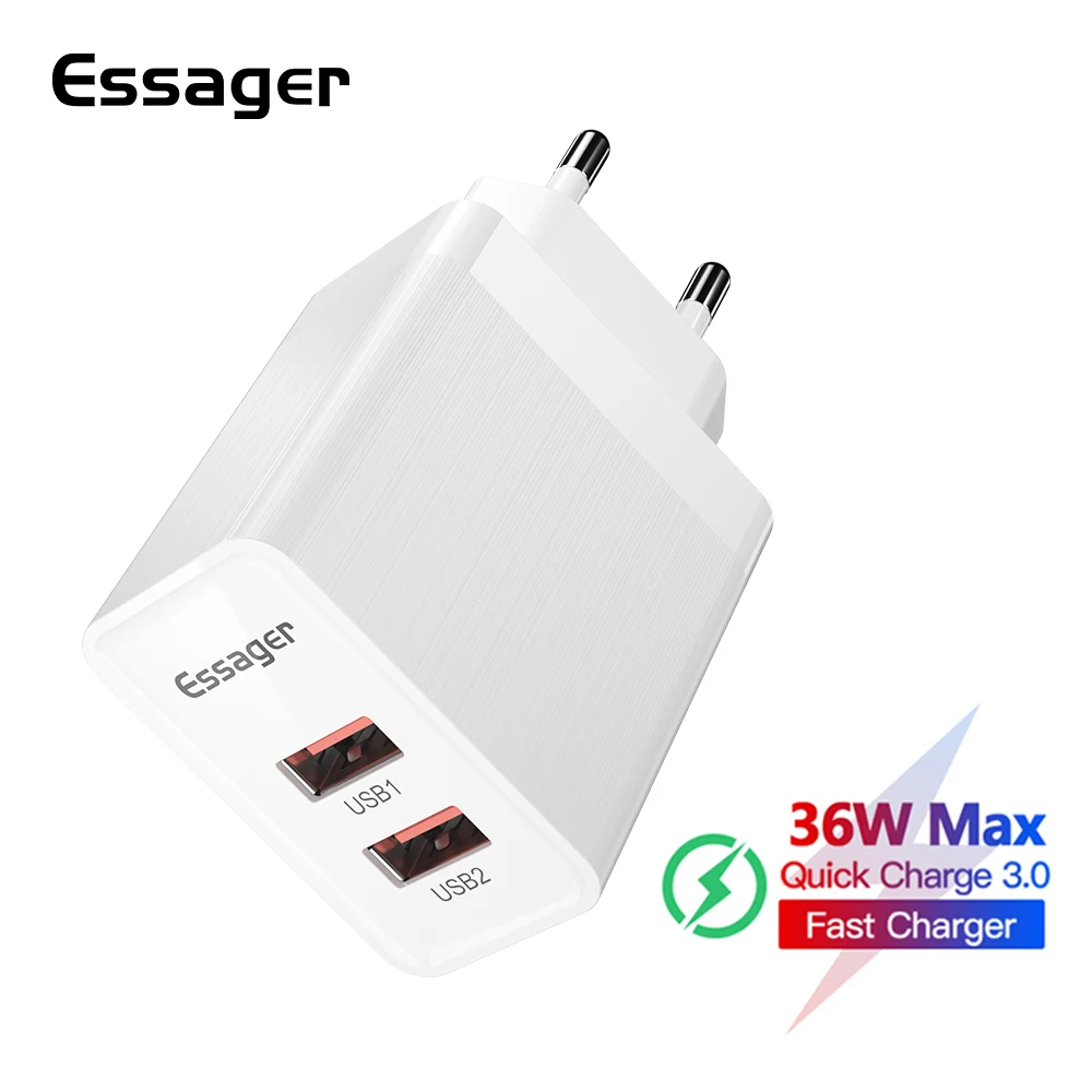 Essager 36 Вт Быстрая зарядка QC 3,0 USB зарядное устройство мульти штекер Адаптер Быстрая зарядка мобильного телефона настенное зарядное устройство для iPhone Xiaomi samsung