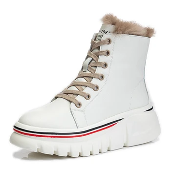 

Genuine Leather Boots Women's Booties Platform Shoes Woman Booties Boot Women Winter Snow Boots Woman Shoes Ankle Boot Female 40