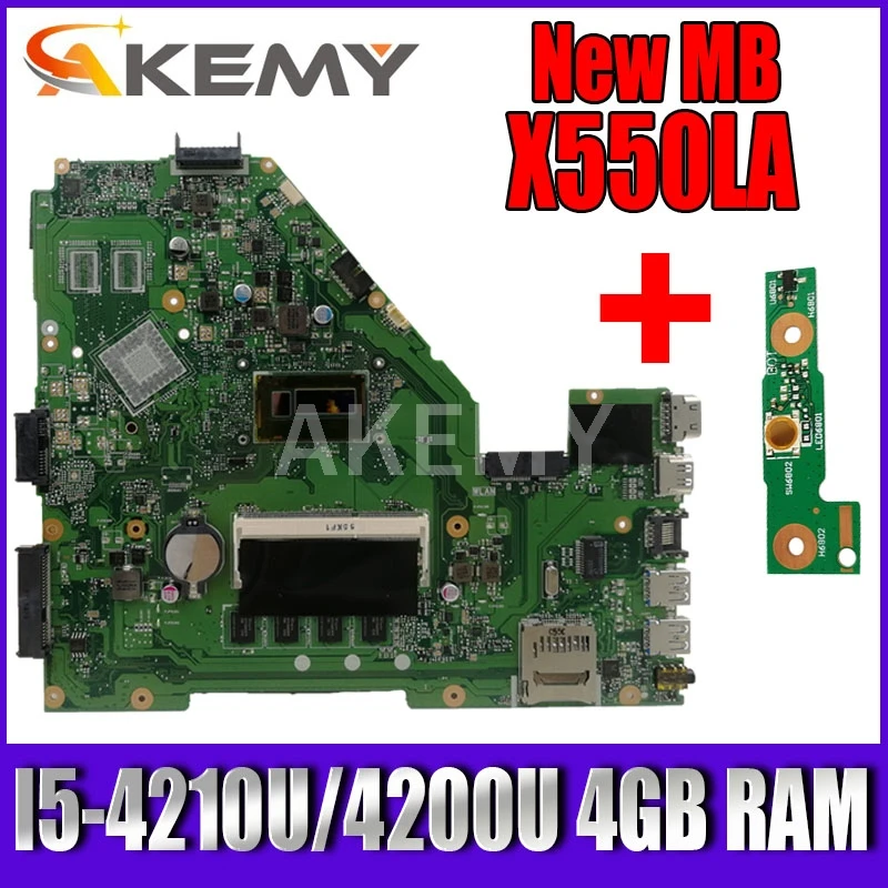 Akemy X550LA Motherboard For ASUS A550L X550LD R510L X550LC X550L X550LB laptop Mainboard I5-4210U/4200U 4GB RAM | Компьютеры и офис