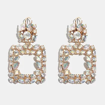 

Flatfoosie Fashion Vintage Crystal Drop Earrings For Women Bohemian Multicolored Dangle Metal Punk Party Geometric Jewelry