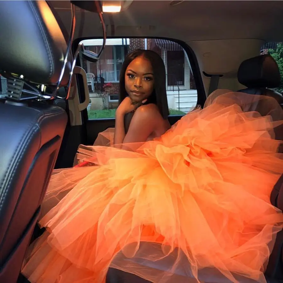 Cute Orange Puffy Tulle Skirts Women Plus Size