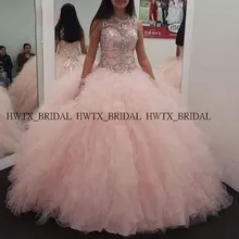 Сверкают Расшитое бисером в честь пятнадцатилетия платья розовый корсет оборками бальное платье, vestidos de 15 плюс Размеры Выходные туфли на выпускной вечерние Праздничное платье