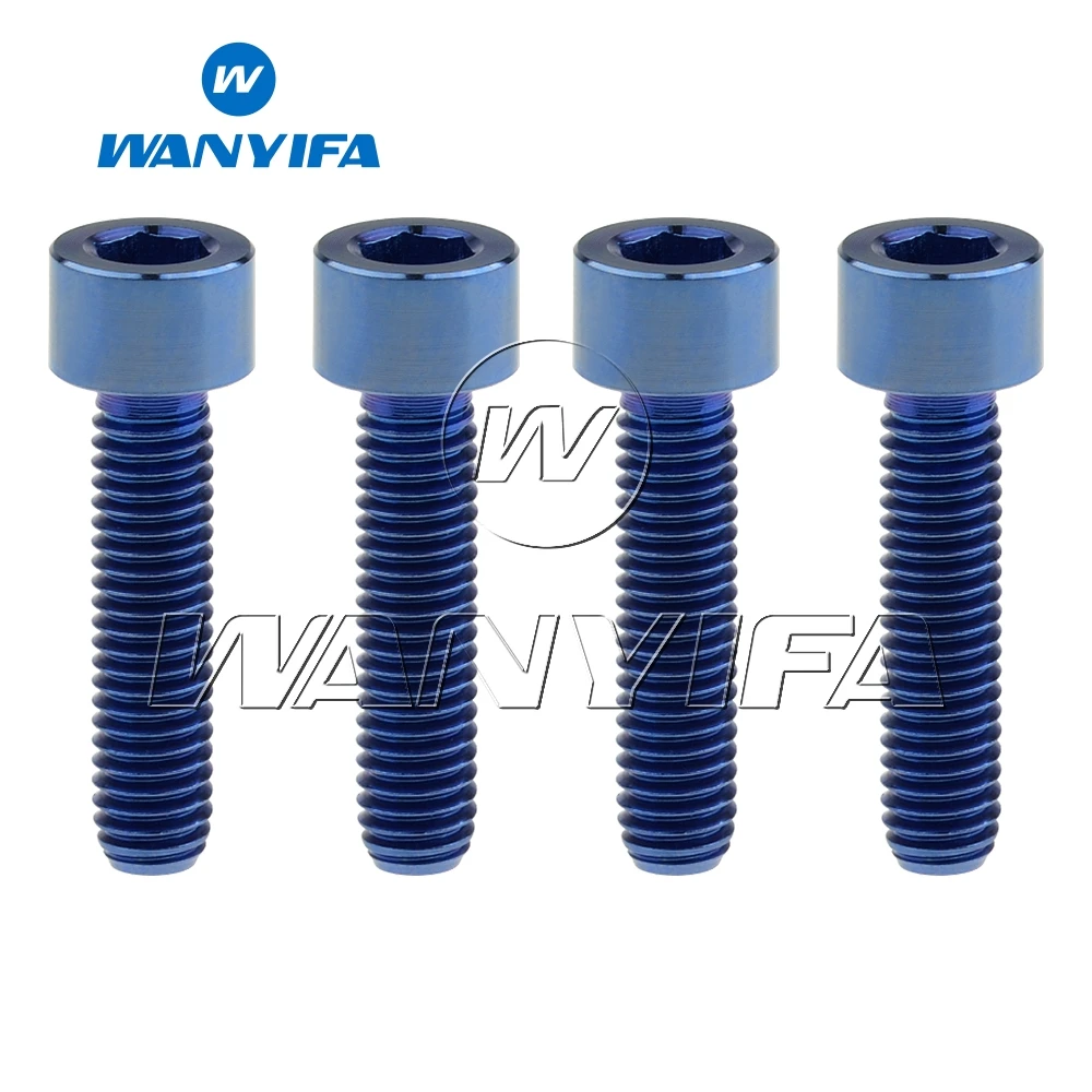 Титановый "Wanyifa" болты M6x25mm шестигранный винт для велосипеда ободного тормоза винт 4 шт - Цвет: Square Blue