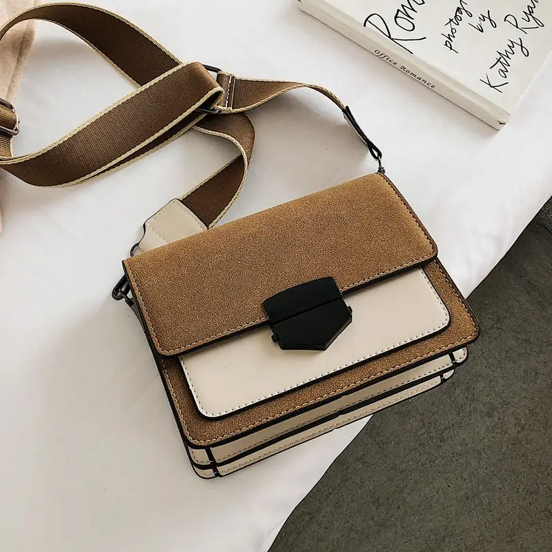 

Fashion Suede PU Leather Crossbody Bags for Women 2020 New Wide Strap Ladies Designer Shoulder Messenger Bags Female Purses