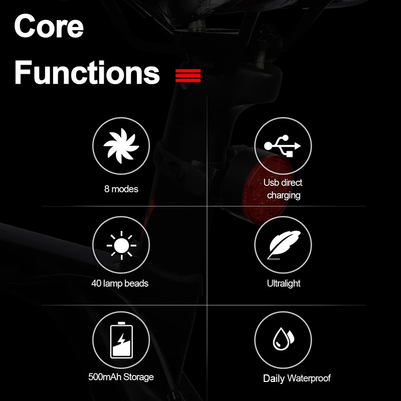 WEST BIKING велосипедный задний светильник s 40 лампа с шариками 8 режимов Многофункциональный светильник s велосипедный задний светильник водонепроницаемый велосипедный светильник с поворотом на 360 °
