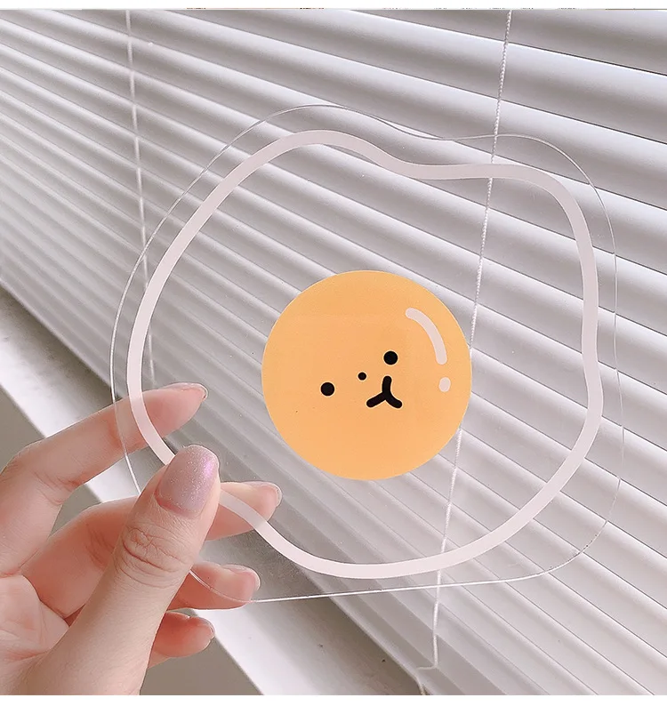 Description Picture 6 of itemKorean Cartoon Bear Lion Kawaii Acrylic Coaster Placemat Transparent  Cute Flower Animal Coffee Table Mat Kitchen Accessories