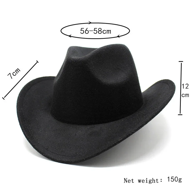 Felt Large Brim Fedora Cowboy Hat Men's 