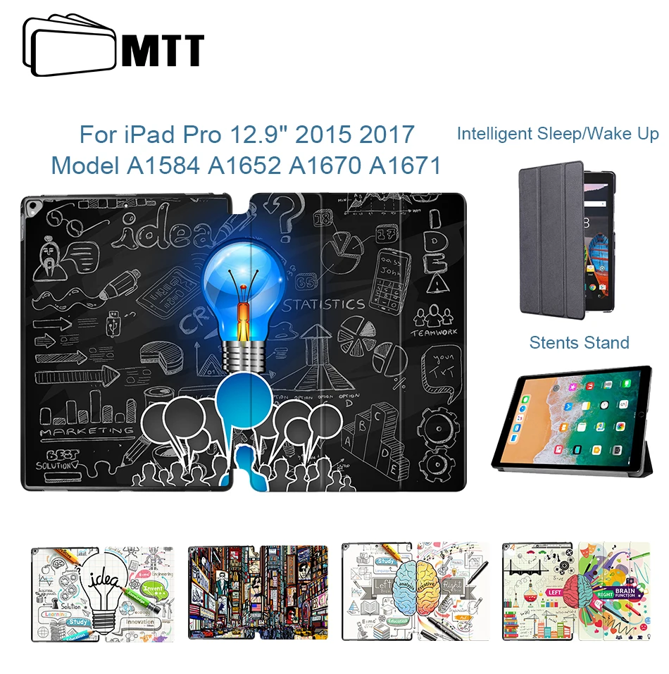 MTT Smart Cover Чехол для iPad Pro 12,9 дюйма версия Авто Режим сна/пробуждения ультра-тонкий из искусственной кожи флип-чехол для планшета Funda
