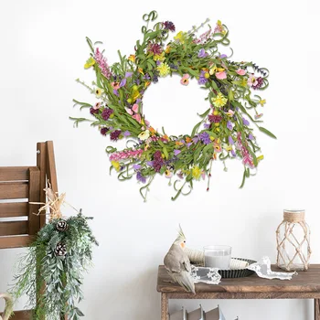 

Home Decoration Round Spring Summer Wedding Party Wreath Plant Garden Ornaments Artificial Flower Door Garland Easter Hanging