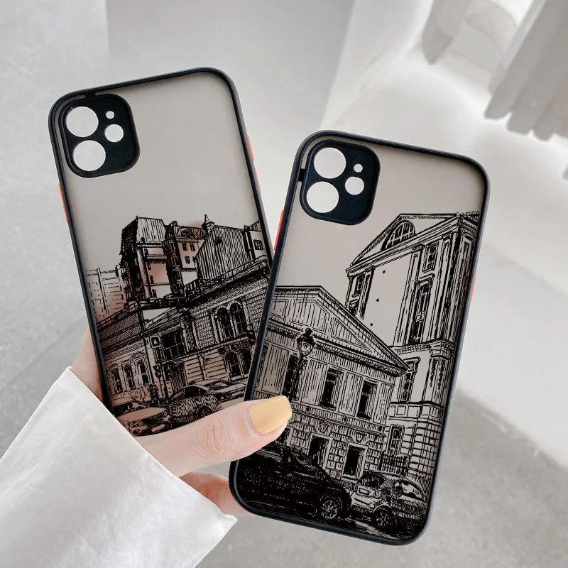 Architectural Black Lines Artistic Phone Case - Stylish Back Building Cover