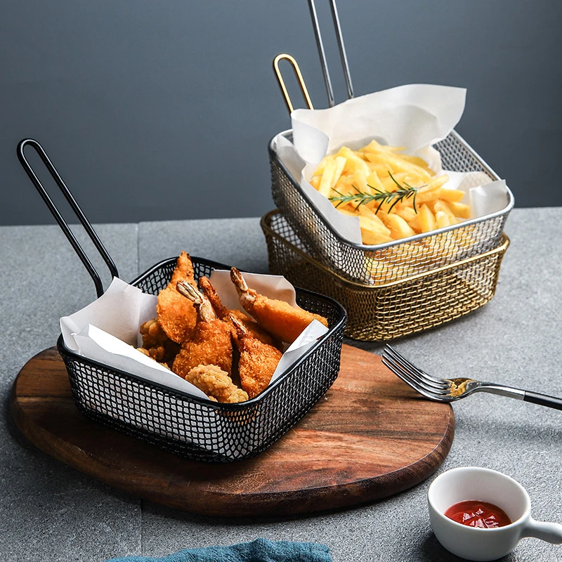 Steel Metal Basket Serving Food Presentation Cooking Tools French Fries  Basket Mini Fry Storage Kitchen Housewa