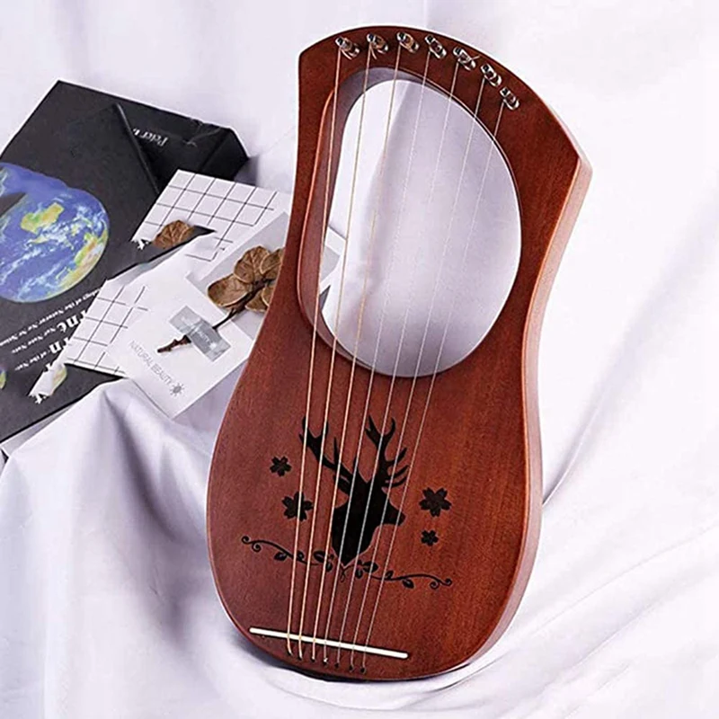 7 String Lyre Harp красное дерево твердые деревянные металлические струны Струнные
