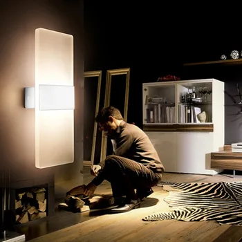 

LED Wall Lamp Light Bed-lighting Personal Ultra-thin Acrylic Aluminum Material Wall Pathway Lamp with Rectangle Shape