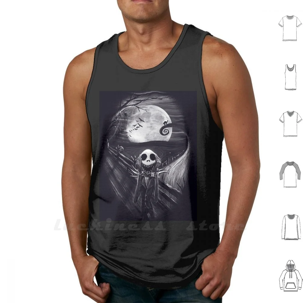 The Scream Prima Di Natale Canotta Gilet Di Cotone Senza Maniche Uomo Donna Urlo Nightmare Christmas Jack Tim Kart Personaggio