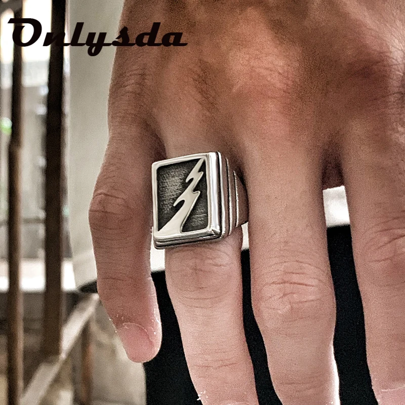 Onlysda Cool 316L Stainless Steel ring Vintage Man's Lightning Collection Classic Ring Engagement Jewelry Boyfriend Gift OSR560 - Image 5