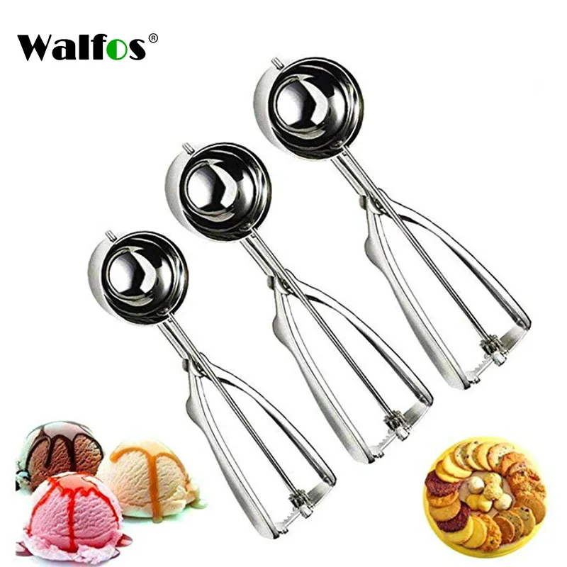 

4CM 5CM 6CM Kitchen Ice Cream Mash Potato Scoop Stainless Steel Spoon Spring Handle Kitchen Accessories Wholesale New Arrival
