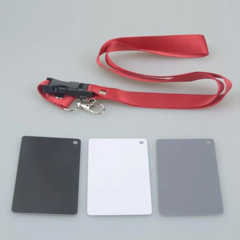 

3 in 1 White Black Grey Pocket-Size Digital Camera Balance Cards Neck Strap with Buckle Reference Photography Studio Accessories