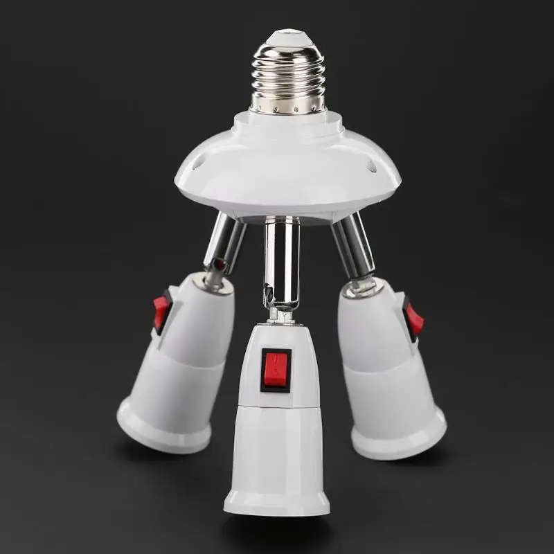 

E27 Splitter 3/4 Heads Lamp Base Adjustable LED Light Holder Adapter Socket