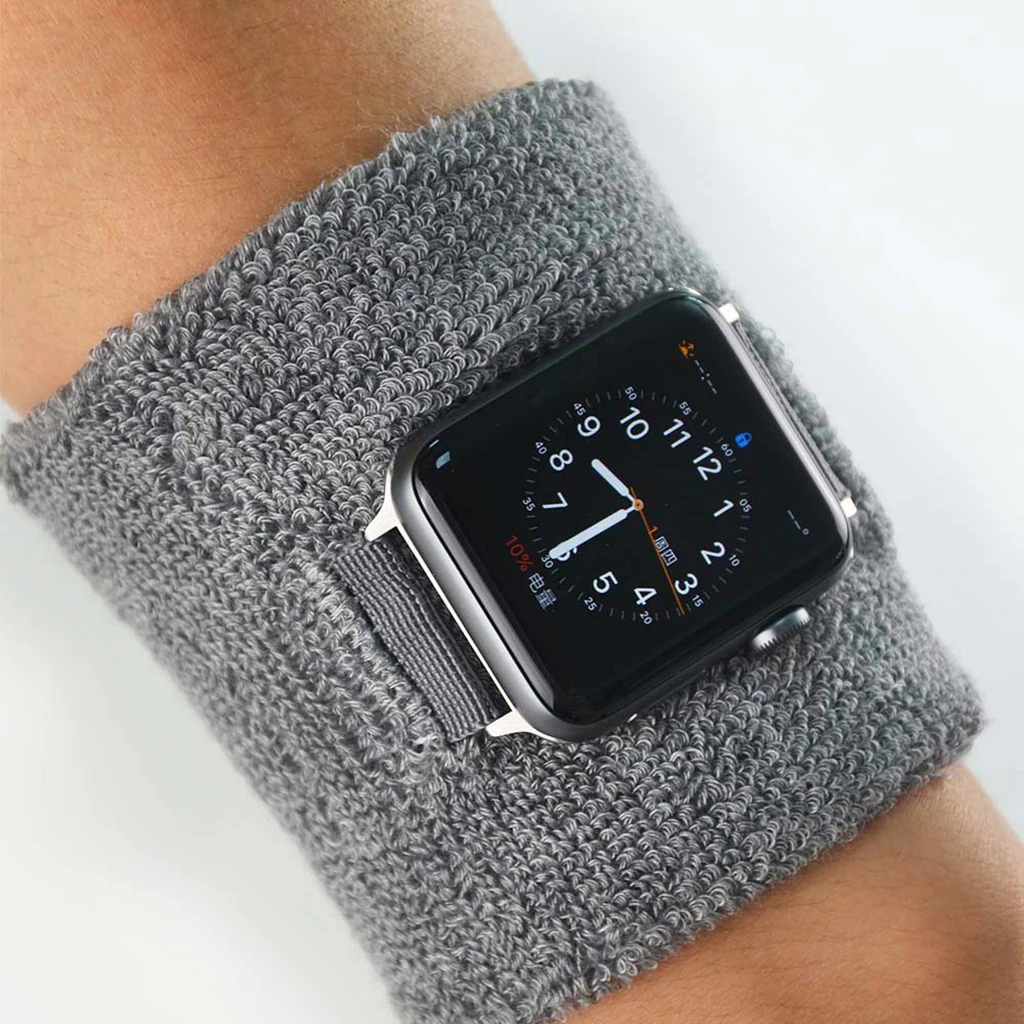 Быстросъемные текстильные часы нарукавник на запястье ремешок для iwatch 1 2 3 42 мм фитнес-браслет ремень Спортивная Безопасность Наручные часы для Apple Watch - Цвет: Gray as described