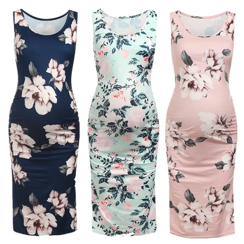 Jewellery Women Sleeveless Pregnant Maternity Dress Flower Mother cloth