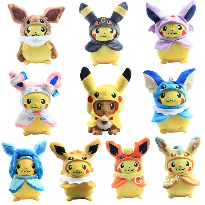 

28cm Pikachu Series Dolls Cosplay Eevee Jolteon Vaporeon Glaceon Leafeon Flareon Umbreon plush doll toys Children Birthday Gift