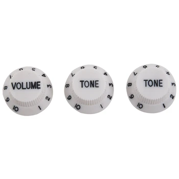 

White Black 1 Volume&2 Tone Guitar Control Knobs For Strat Style Guitar
