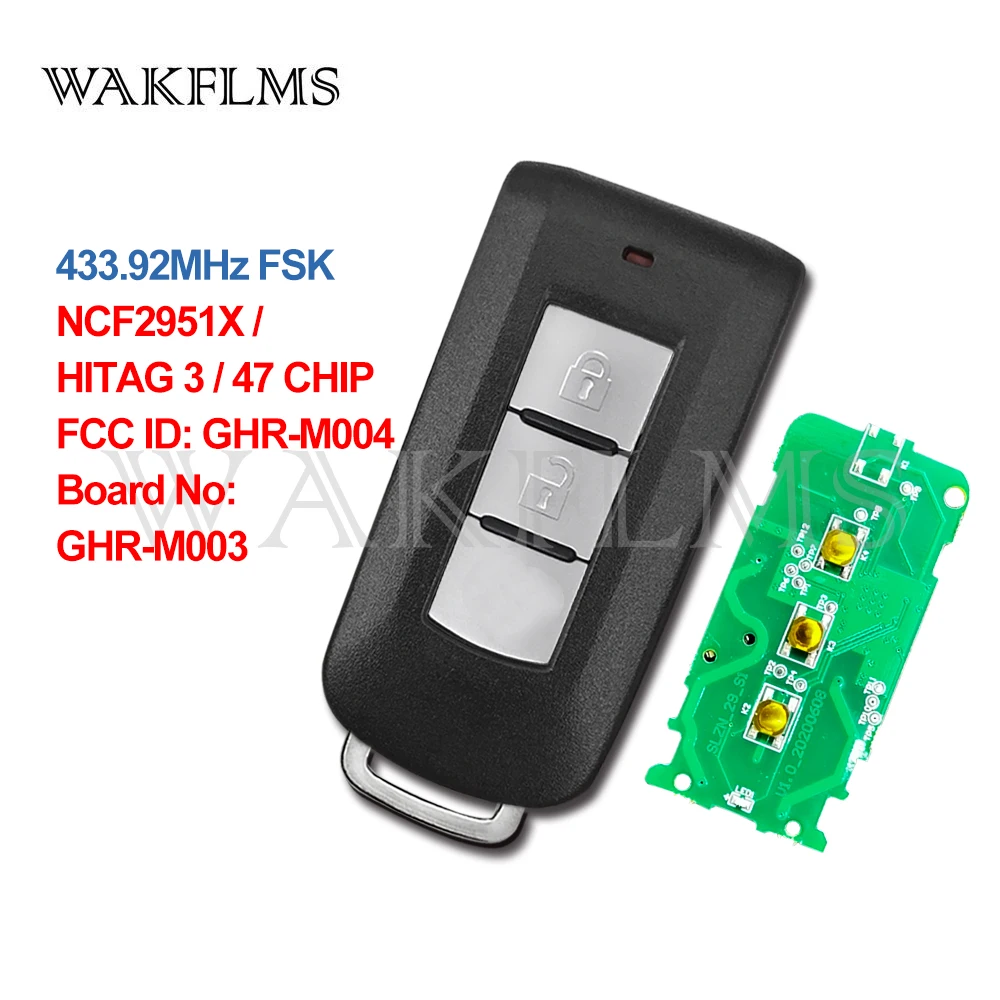 Smart Key car key For Mitsubishi Pajero Sport L200 2015 2016 2017 2018 2019 Montero 433.92MHz FSK NCF2951X GHR-M004 GHR-M003