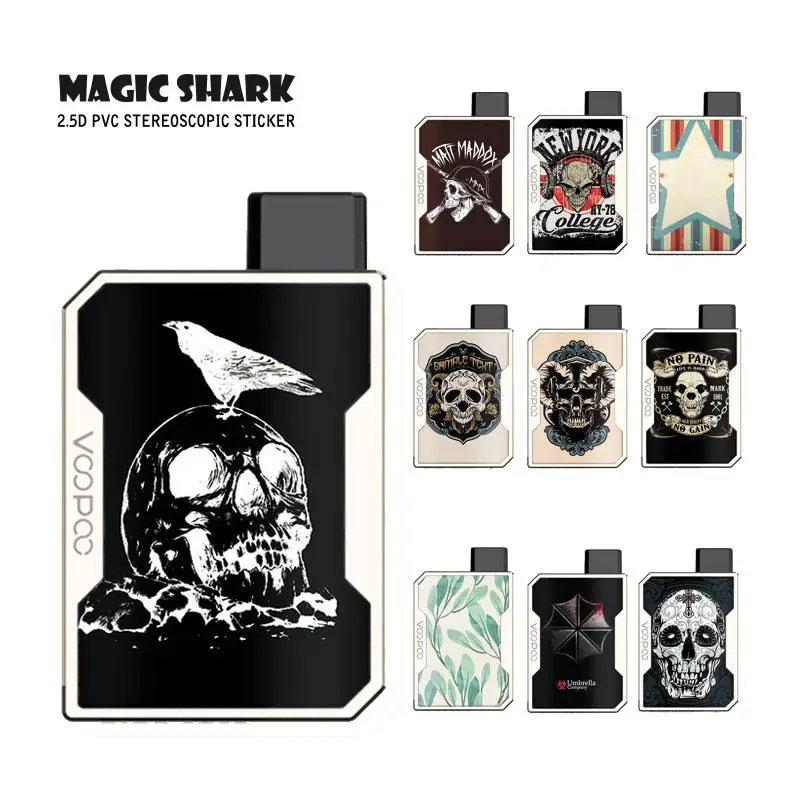 

Magic Shark Umbrella Skull Leaf Vintage Star PVC High Quality Skin Back Film Case Sticker for Voopoo Drag Nano