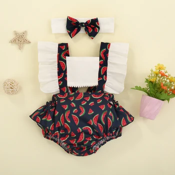 

2020 Baby Girl Clothes Outfits Summer Kids Girl 3Pcs Halter Camis + Shorts + Bow Headband Child girl Clothing Sets 1-5Years