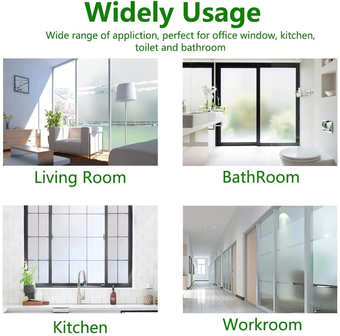 Frosted Privacy Glass Window Film Opaque Glass Vinyl Matte Window Sticker Door Cover Anti-UV Self Adhesive Film for Office Home Window Film