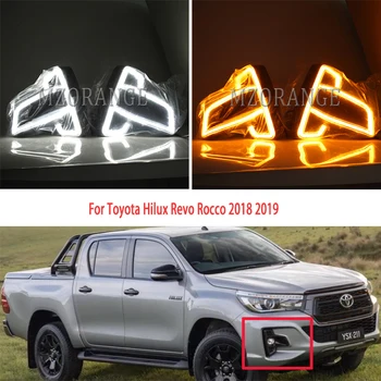 

LED DRL for Toyota Hilux Revo Rocco 2018 2019 headlight Daytime Running Lights Fog Light cover fog lights day light headlights